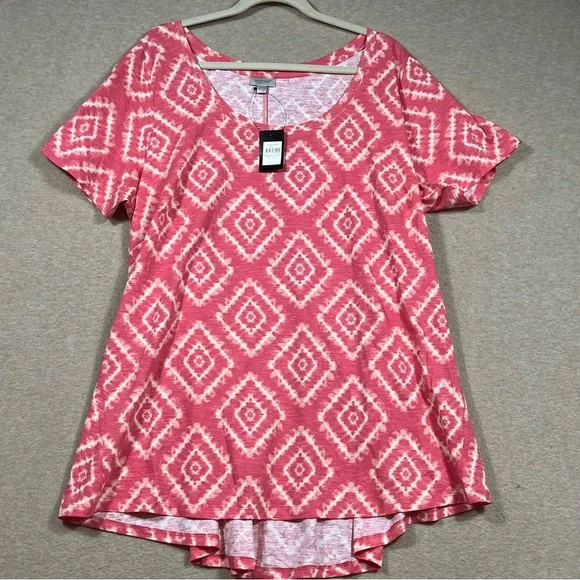 Avenue Swing Trim Print Top short sleeve coral Sz. 22/24 NWT - Picture 2 of 8